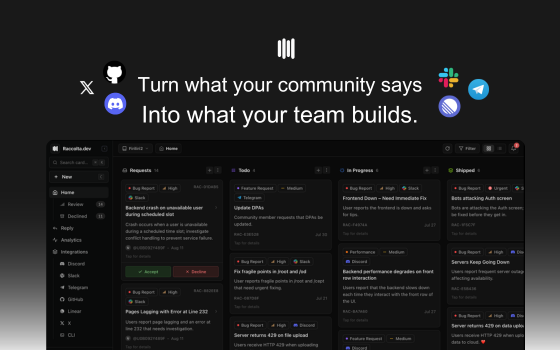 Raccolta — turn what your community says into what your team builds